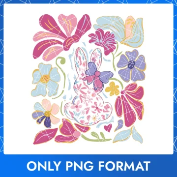Floral bunny wonderland illustration with artistic Easter vibes – whimsical and dreamy design