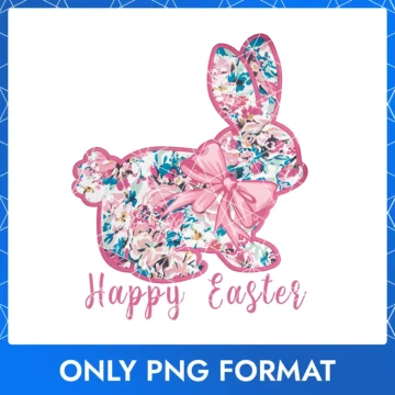 Floral Easter Bunny with Pink Bow – Vintage Spring Celebration Design