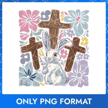 Product Introduction - Sacred Easter Bunny with Crosses, Happy Easter Christian PNG