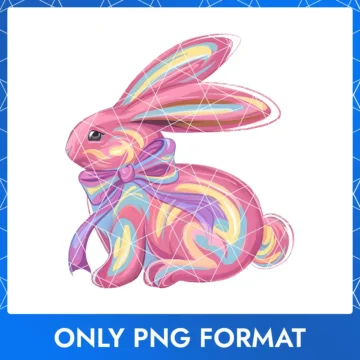 Watercolor Painted Easter Bunny with Bow, Easter Bunny Rabbit PNG