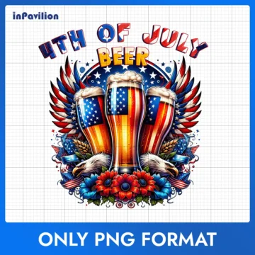 4th of July Beer PNG – Patriotic Drinking Clipart | 300 DPI Resolution