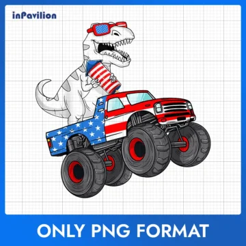T-Rex 4th of July Monster Truck PNG – Independence Day Clipart | Instant Download