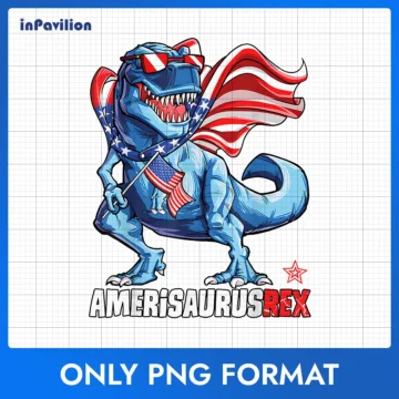 Amerisaurus Rex 4th of July PNG – Patriotic Dinosaur Design | High-Resolution Designs