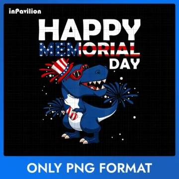 Dinosaur Happy Memorial Day PNG – Patriotic Dinosaur Design | Printable Clipart