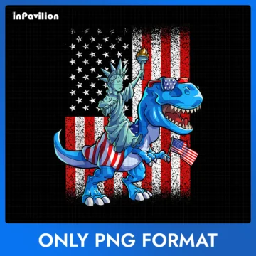Dinosaur USA Flag PNG – Independence Day 2025 Design | Printable Files