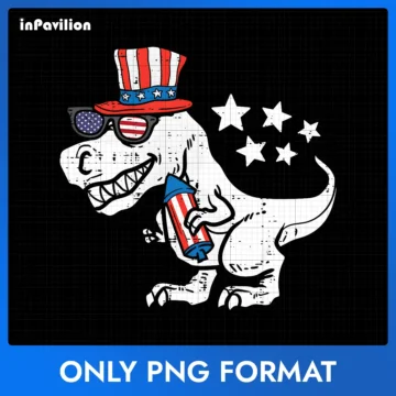 Dinosaur T-Rex Fourth Of July PNG – Independence Day | Cut & Print Ready
