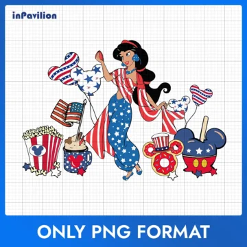 Princess Jasmine America Independence Day PNG – Perfect for Sublimation
