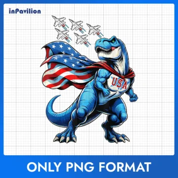 T-Rex American Independence Day PNG – 4th of July PNG | Print & Cut Ready