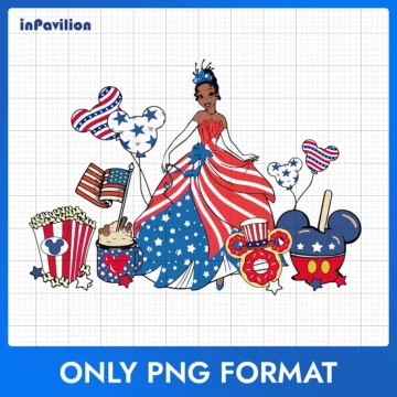 Princess Tiana July 4th PNG Design – Cricut Ready File | 300 DPI