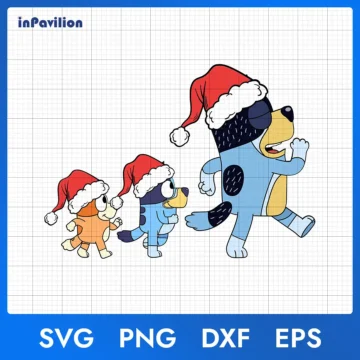 Bandit Bluey and Bingo Christmas SVG - Bluey Family Christmas SVG