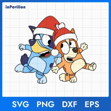 Bluey and Bingo Dog Christmas SVG Design for Cricut