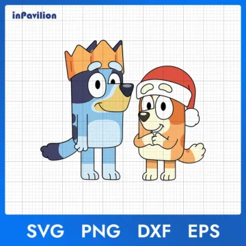 Bluey and Bingo Dog Santa Hat SVG | Christmas Design