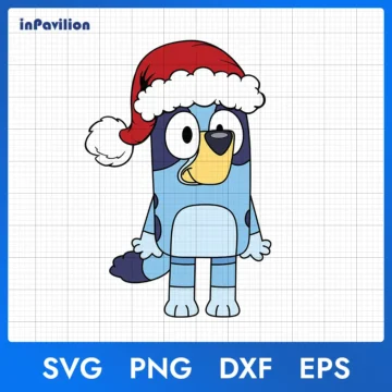 Bluey Dog Santa Hat Christmas SVG Files for Cricut & Silhouette