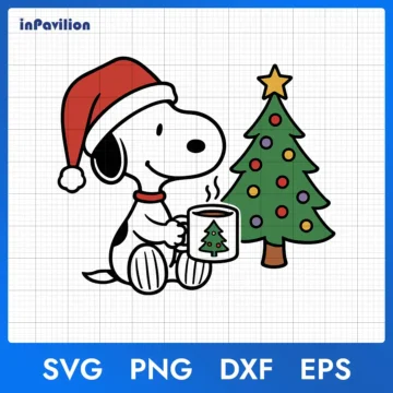 Christmas Snoopy Mug SVG | Peanuts Xmas Design for Printing