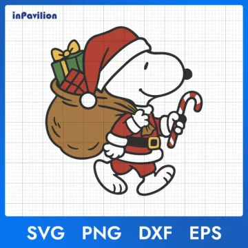 Christmas Snoopy Santa SVG | Peanuts Holiday Cut File Download