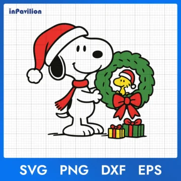 Snoopy And Peanuts Christmas Wreath SVG | Holiday Cut Files