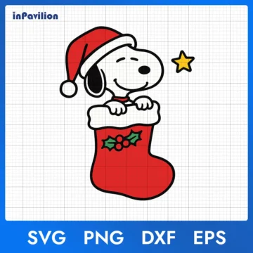 Snoopy Christmas Socks SVG - Snoopy Christmas Hat SVG