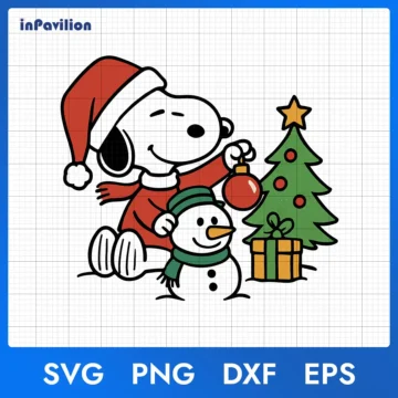 Snoopy & Snowman Christmas Tree SVG | Snoopy Christmas Tree SVG