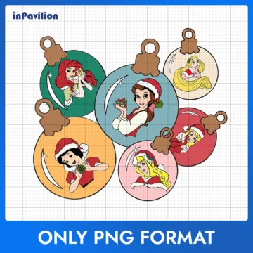 Princess Christmas Ball Ornament PNG, Disney Christmas PNG Files for Cricut