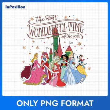 Most Wonderful Time Of The Year Disney Princesses PNG Xmas Clipart