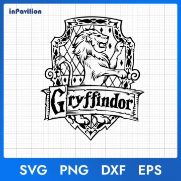 Gryffindor Crest Emblem Outline SVG, Hogwarts Crest SVG - Digital Download