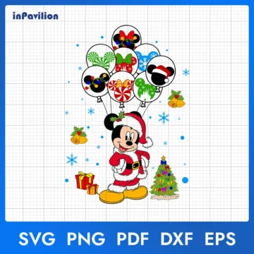 Mickey Balloons Christmas SVG, Disney Christmas Design Cut Files