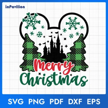Mickey Ears Tree Plaid Fabric Christmas SVG | Ready for Print & Cut