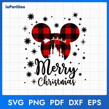 Mickey Head Castle Plaid Fabric Christmas SVG, Mickey Plaid Fabric SVG for Cut