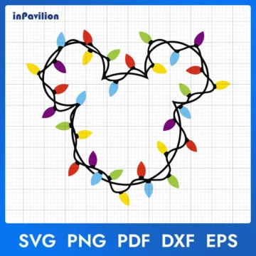 Mickey Head Christmas Lights SVG Clipart | Design New 2025