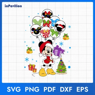 Minnie Mouse Balloons Christmas SVG, Minnie Christmas Clipart Digital Download