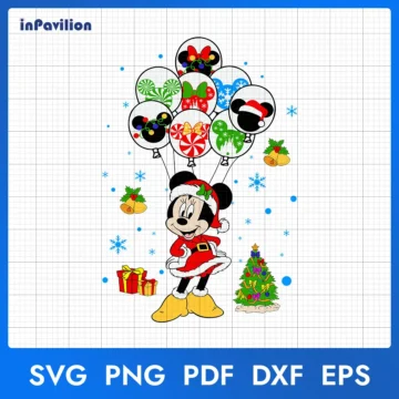 Minnie Balloons Christmas SVG, Minnie Christmas SVG Design for Cricut
