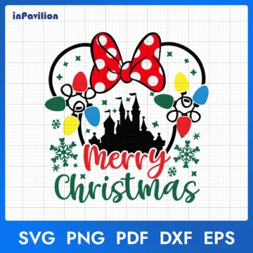 Minnie Ears Castle Lights Christmas SVG, Minnie Ears Christmas SVG Digital Files