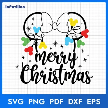 Minnie Ears Head Merry Christmas SVG, Minnie Disney SVG | Instant Download