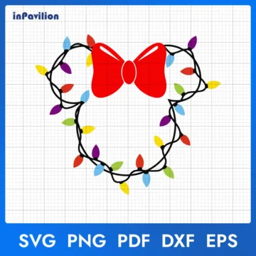 Minnie Head Christmas Lights SVG, Disney Christmas SVG Multi-Format Download