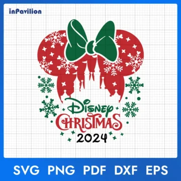 Minnie Head Disney Christmas SVG, Minnie Mouse Christmas SVG - Ready for Print & Cut