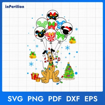 Pluto Balloons Christmas SVG, Pluto Xmas Vector | Cut File Download