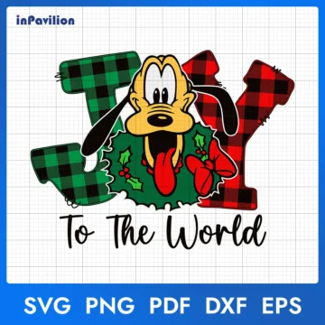Pluto Christmas Joy To The World SVG, Disney Christmas SVG Printable Clipart
