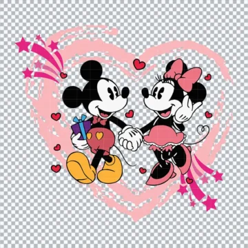 Mickey & Minnie Heart Valentine SVG | For Printing