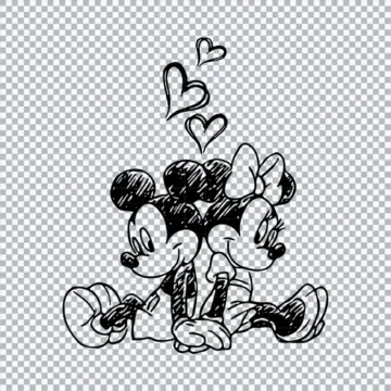 Couple Mickey And Minnie Outline SVG | Cut Files