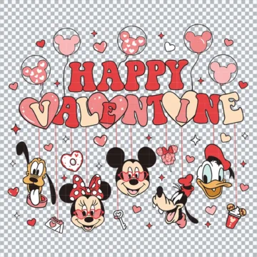 Mickey And Friends Valentine Balloon SVG | Multi-Format