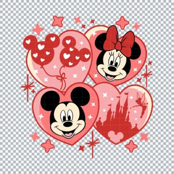 Heart Castle Mickey & Minnie SVG | 300 DPI Resolution