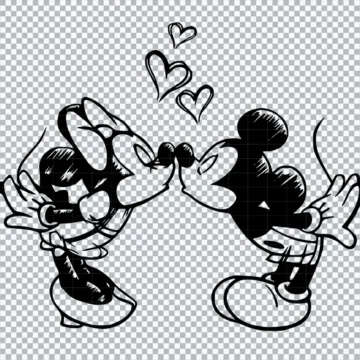 Mickey & Minnie Kiss Heart SVG | Ready for Print & Cut