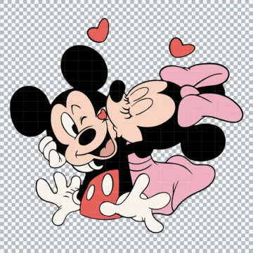 Mickey & Minnie Kiss Outline SVG | Editable Vector Files