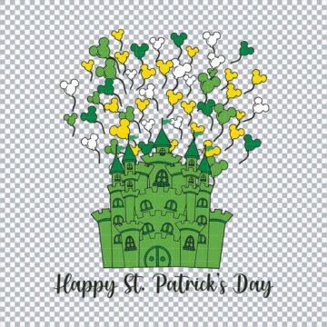 Disney Castle Balloons Happy St. Patricks Day SVG, PNG, DXF, EPS for Cricut, Sublimation or More - Digital Download