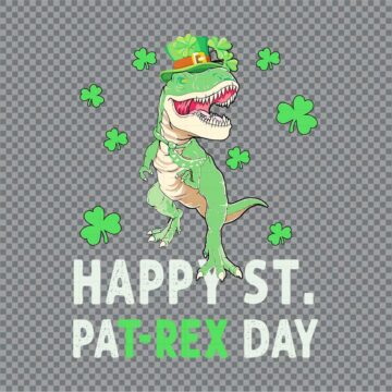Happy St Pat T-Rex Saint Patricks Day Dinosaur SVG, PNG, DXF, EPS for Cricut, T-Shirt Printing or More - Easy Download
