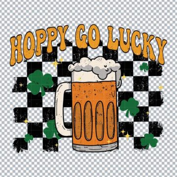 Hoppy Go Lucky Drinking Shamrock St.Patrick's Day SVG, PNG, DXF, EPS for Cricut, Sublimation or More - Digital Download