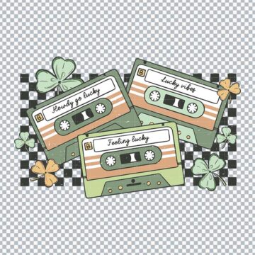 Howdy Go Lucky Cassettes St Patrick's Day SVG, PNG, DXF, EPS for Cricut, DIY Crafts or More - Instant Access
