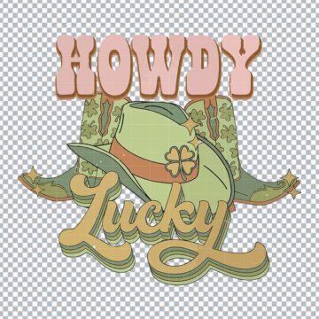 Howdy Lucky Cowboy Shamrock St Patrick day SVG, PNG, DXF, EPS for Cricut, Silhouette or More - Quick Download