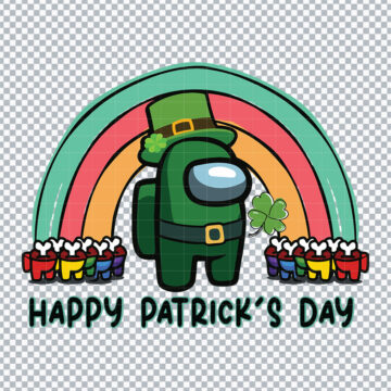 Among Us Rainbow Happy St.Patrick's Day SVG, PNG, DXF, EPS for Cricut, Sublimation or More - Digital Download