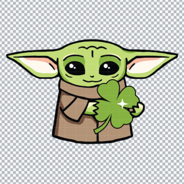 Baby Yoda Hold Shamrocks St Patricks Day SVG, PNG, DXF, EPS for Cricut, Sticker Printing or More - Instant File Access